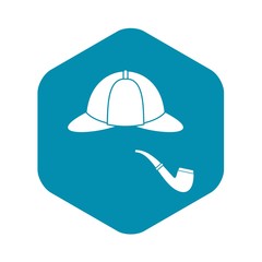 Hat and pipe icon in simple style isolated on white background. Headgear symbol