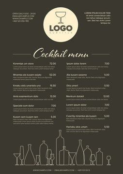 Modern minimalistic cocktail menu template