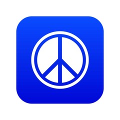 Sign hippie peace icon digital blue for any design isolated on white vector illustration