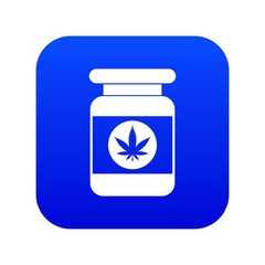 Jar of powder marijuana icon digital blue for any design isolated on white vector illustration