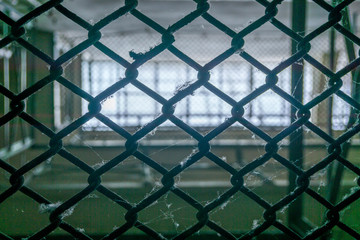 Fototapeta premium Steel fence in the abandoned Prison.