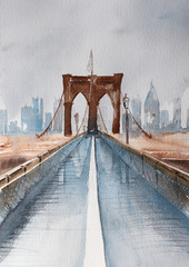 Manhattan and Brooklyn Bridge - obrazy, fototapety, plakaty