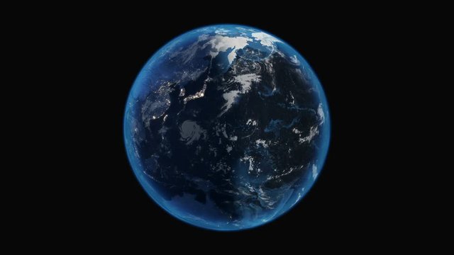 Planet Earth on black background, Seamless loop footage in 4K. Some elements of this image furnished by NASA