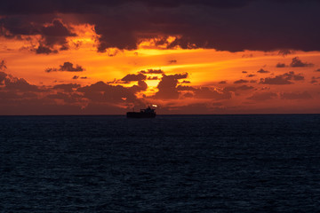 Obraz premium View from sunset cruise ship on the mediterranean sea