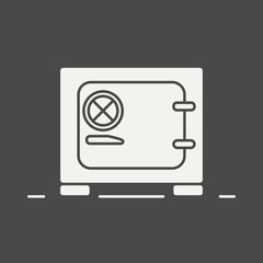 Bank safe - business icon in flat thin line style. Graphic design elements for ad, apps, website,packaging, poster or brochure. Vector illustration.