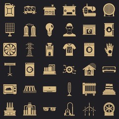 Electricity icons set. Simple style of 36 electricity vector icons for web for any design