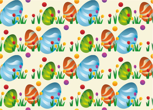 Vector seamless simple pattern with ornamental eggs. Easter holiday for printing on fabric, paper for scrapbooking, gift wrap and wallpapers. © Sofi