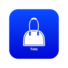 Tote bag icon blue vector isolated on white background