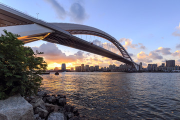Obraz premium LuPu bridge at sunset in Shanghai,China 