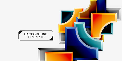 3d futuristic shapes vector abstract background made of glossy pieces with light effects