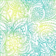 Magical paisley seamless pattern. Hand drawn vector illustration. Trendy magic print. gradient neon bright colors