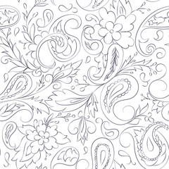 Fototapeta na wymiar Vintage seamless pattern. vector paisley print. Traditional ethnic ornament. Asian motifs for fashion, interior, cover, textile, wrapping, scrapbook, background. Boho style