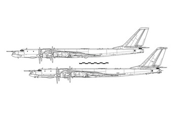 Tupolev Tu-95 Bear. Outline drawing