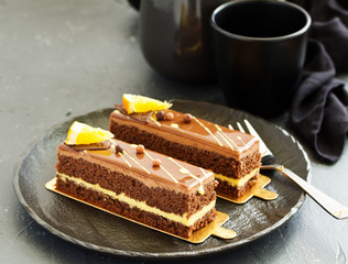 Chocolate-orange mousse cake.