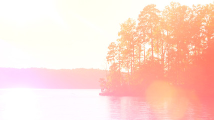 A warm toned view of a Lake.