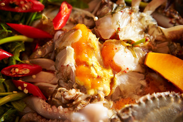 Korean fresh raw crab hot pot