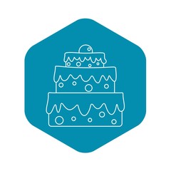 Celebratory cake icon. Outline illustration of celebratory cake vector icon for web