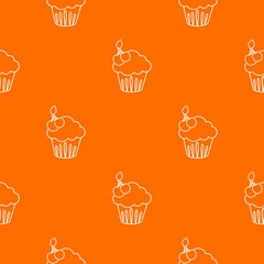 Cherry cupcake pattern vector orange for any web design best