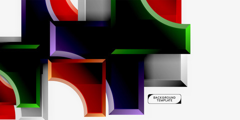 Fototapeta premium 3d futuristic shapes vector abstract background made of glossy pieces with light effects