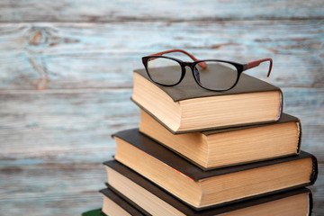glasses and books
