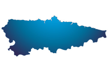 Mapa azul de Asturias.