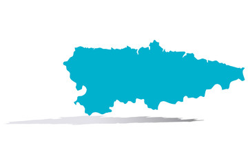 Mapa azul de Asturias.