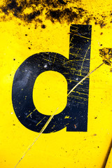  Written Wording in Distressed State Typography Found Letter D