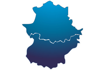 Mapa azul de Extremadura. © Gabrieuskal