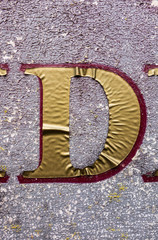  Written Wording in Distressed State Typography Found Letter D