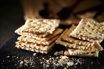Cracker snacks with dramatic lighting
