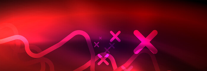 Glowing neon abstract lines, techno futuristic template