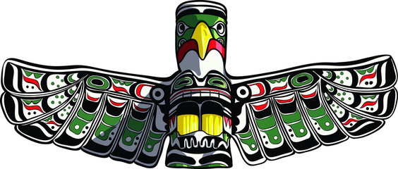 Hand drawn eagle totem in Duncan vector illustration. - obrazy, fototapety, plakaty