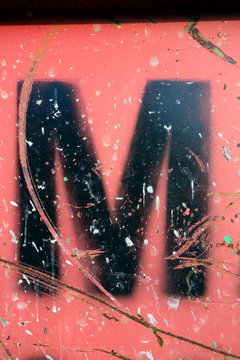 Written Wording in Distressed State Typography Found Letter m