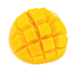 Carved mango isolated on a white background.