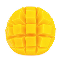 Carved mango isolated on a white background.