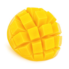 Carved mango isolated on a white background.