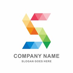 Monogram Letter S Geometric Triangle Square Technology Computer Business Company Stock Vector Logo Design Template