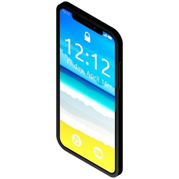Cute smartphone with notch display.Isometric design.