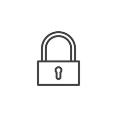 Closed lock line icon. Padlock linear style sign for mobile concept and web design. Cyber security outline vector icon. Symbol, logo illustration. Pixel perfect vector graphics