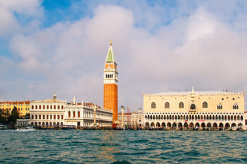 Fototapeta na wymiar St. Mark's square San Marco , campanile cathedral tower and Doge's Palace, Venice, Italy