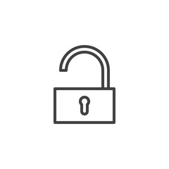 Open lock line icon. linear style sign for mobile concept and web design. Unlocked padlock outline vector icon. Symbol, logo illustration. Pixel perfect vector graphics