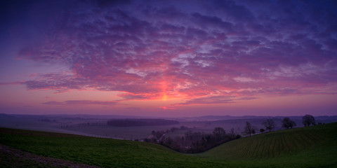 Fototapeta na wymiar Sunrise over Hambledon and the South Downs National Park, Hampshire, UK