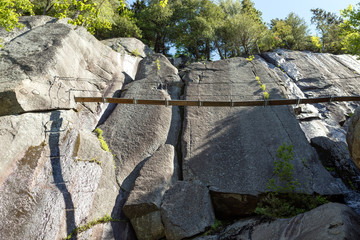 Via Ferrata Du Diable of La Diable sector at Mont Tremblant National Park is a path that goes its way along the Vache Noire rock at an altitude of 200 m