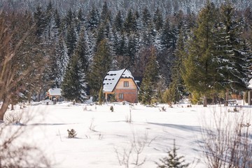 Mountain house during winter