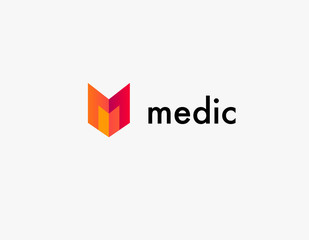Creative icon logo gradient medical center and letter M