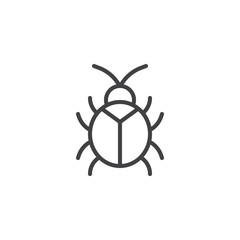 Virus bug line icon. linear style sign for mobile concept and web design. Computer virus infection outline vector icon. Cyber attack symbol, logo illustration. Pixel perfect vector graphics