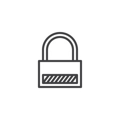 Locked padlock line icon. linear style sign for mobile concept and web design. Password lock outline vector icon. Security symbol, logo illustration. Pixel perfect vector graphics