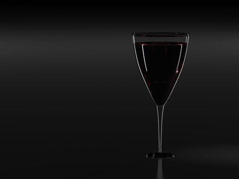 Glass of wine. 3D rendering