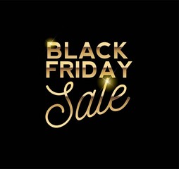 Beautiful gold Black Friday Sale banner on black background vector