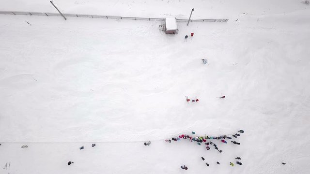 aerial photography competitions on a mountain slalom
